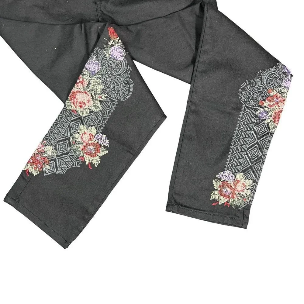 DG2 By Diane Gilman Black Embroidered Denim Jeans - Picture 5 of 9